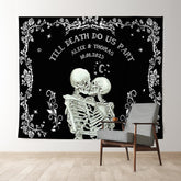 Lofaris Till Death Do Us Part Floral Halloween Wedding Backdrop